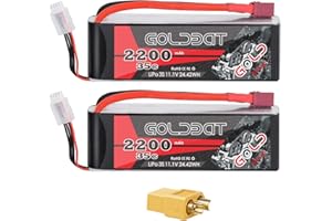 GOLDBAT 2200mAh 35C 11.1V 3S Lipo Battery Softcase with XT60 and Deans Plug for RC Evader BX Car Truggy Truck RC Airplane Qua
