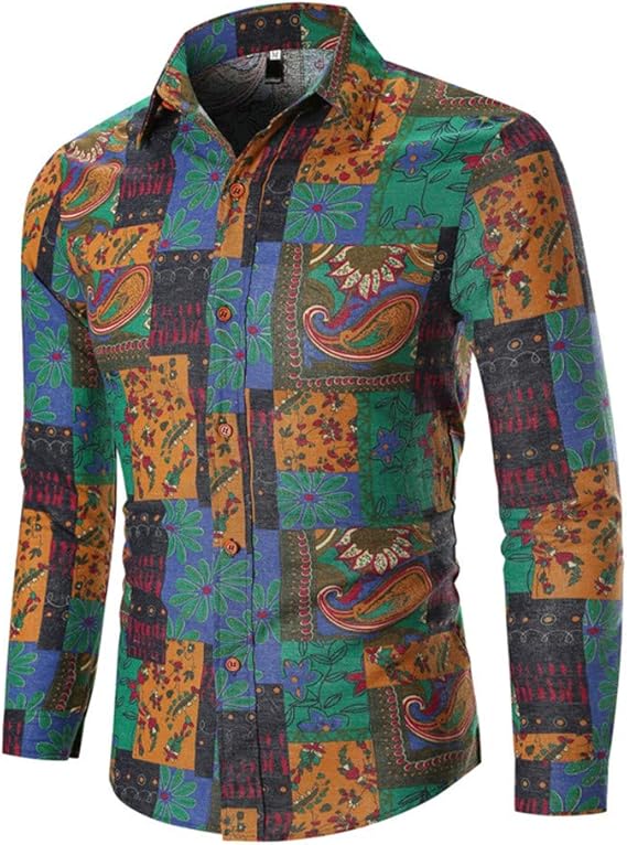 Amazon Angelo シャツ アロハシャツ 長袖シャツ 総柄シャツ メンズシャツ 民族風 ミックス トップス スリム カジュアル メンズファッション シンプル オシャレ ストリート 流行り ヨーロッパサイズ 19年秋新品 シャツ 通販