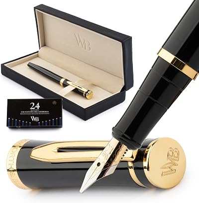 Wordsworth & Black Wide Fountain Pen Set Chrome Finish Gift Case
