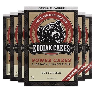 Kodiak Cakes Protein Pancake Power Cakes, Flapjack and Waffle Baking Mix, Buttermilk, 20 Oz, (Pack of 6)