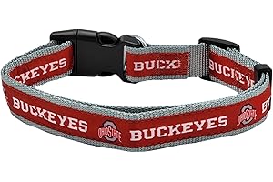 Pets First Collegiate PET Collar New Version Ohio State Buckeyes Dog Collar, Size Large. Best Sports Team Color for Dogs & Cats. A Shiny & Colorful Dog & Cat Collar Licensed by The NCAA