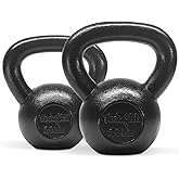 Yes4All Kettlebell Sets, 5 - 10 - 15 - 20 - 25 - 30 LB Cast Iron Strength Training Kettlebells, Wide Handles & Flat Bottom, M