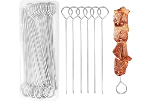 20 pcs 6 Inch Turkey Lacers for Trussing Turkey, PEOUWNES Stainless Steel Metal Skewers with Storage Box, Meat Roasting Trussing Needles for Kitchen BBQ Cooking Barbecue