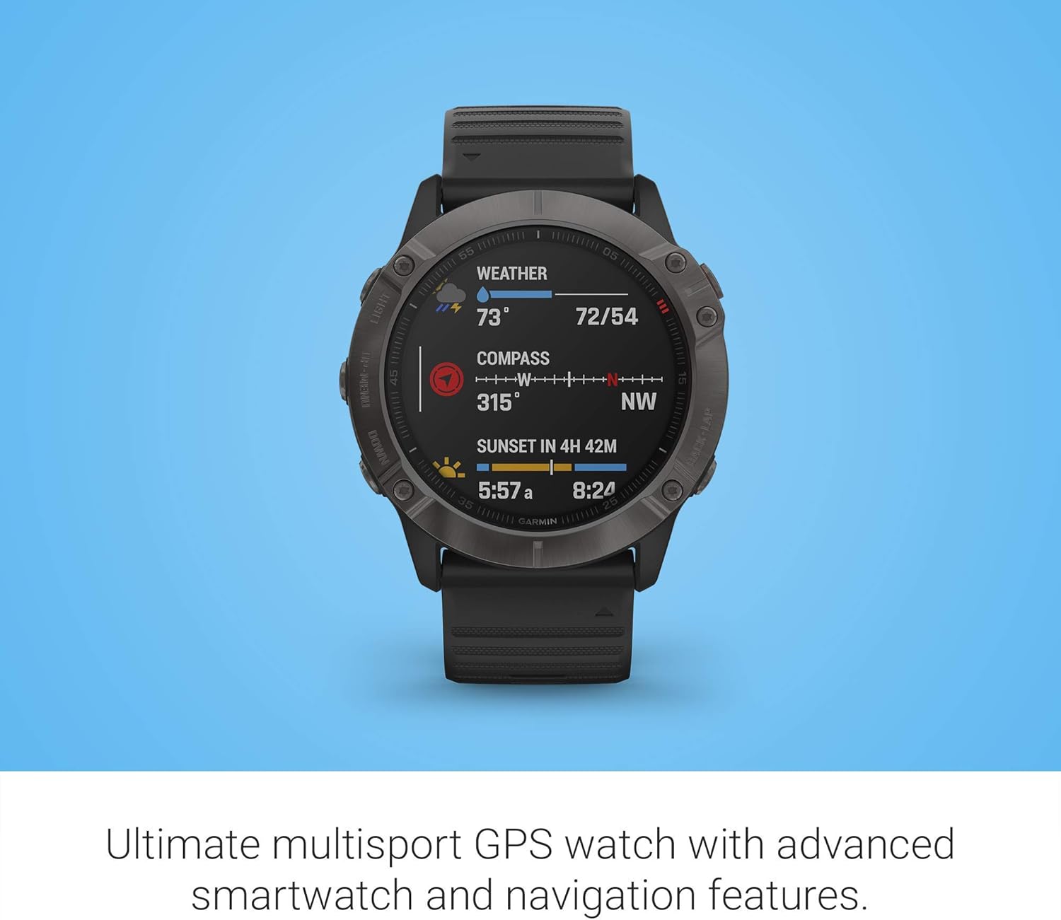 Garmin Fenix 6X Sapphire, Premium Multisport GPS Watch, Features Mapping, Music, Grade-Adjusted Pace Guidance and Pulse Ox Sensors, Dark Gray with Black Band (Renewed): GPS & Navigation