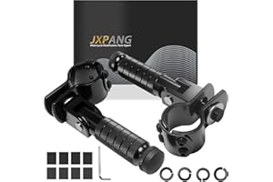 JXPANG M8 Motorcycle Folding Rearsets Foldable Motorbike Footrest Bicycle Footpegs Foot Pegs Pedal, Passenger Pedal Universal For Electric Car Motorbike Mini Bike Dirt Pit (Black, Type B)