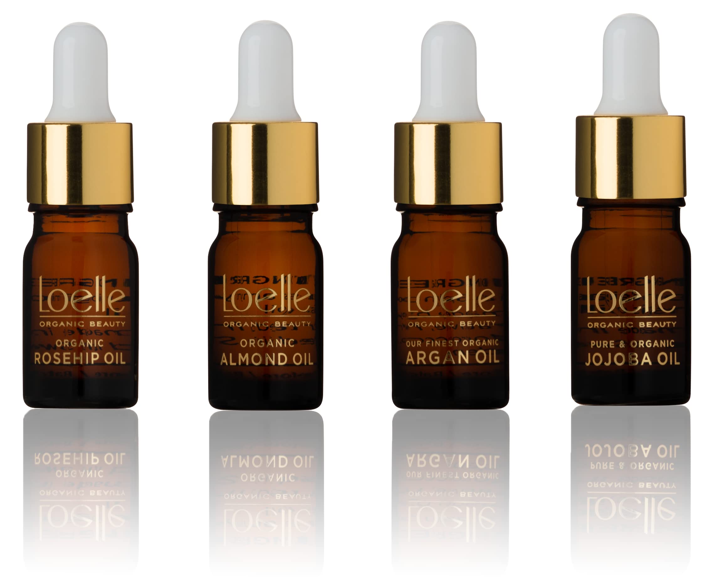 Loelle - Skin Care Gift Pack with 4 x Body Oils - Natural Cosmetics Set incl. Almond Oil, Rosehip Oil, Argan Oil and Jojoba Oil - Women's Body Care Gifts (4 x 5ml)