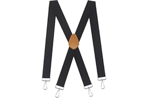 Doloise Men’s Heavy Duty Belt Loops X Back 1.4 Inch Suspenders with 4 Snap Hooks