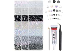 qiipii 28 Types Black White Transparent Jelly Resin Rhinestones w B7000 Jewelry Glue for Bedazzling Crafting 3-6mm Flatback Stones Gems Diamonds Crystals for Face Eyes Makeup Crafts Tumblers Bottles