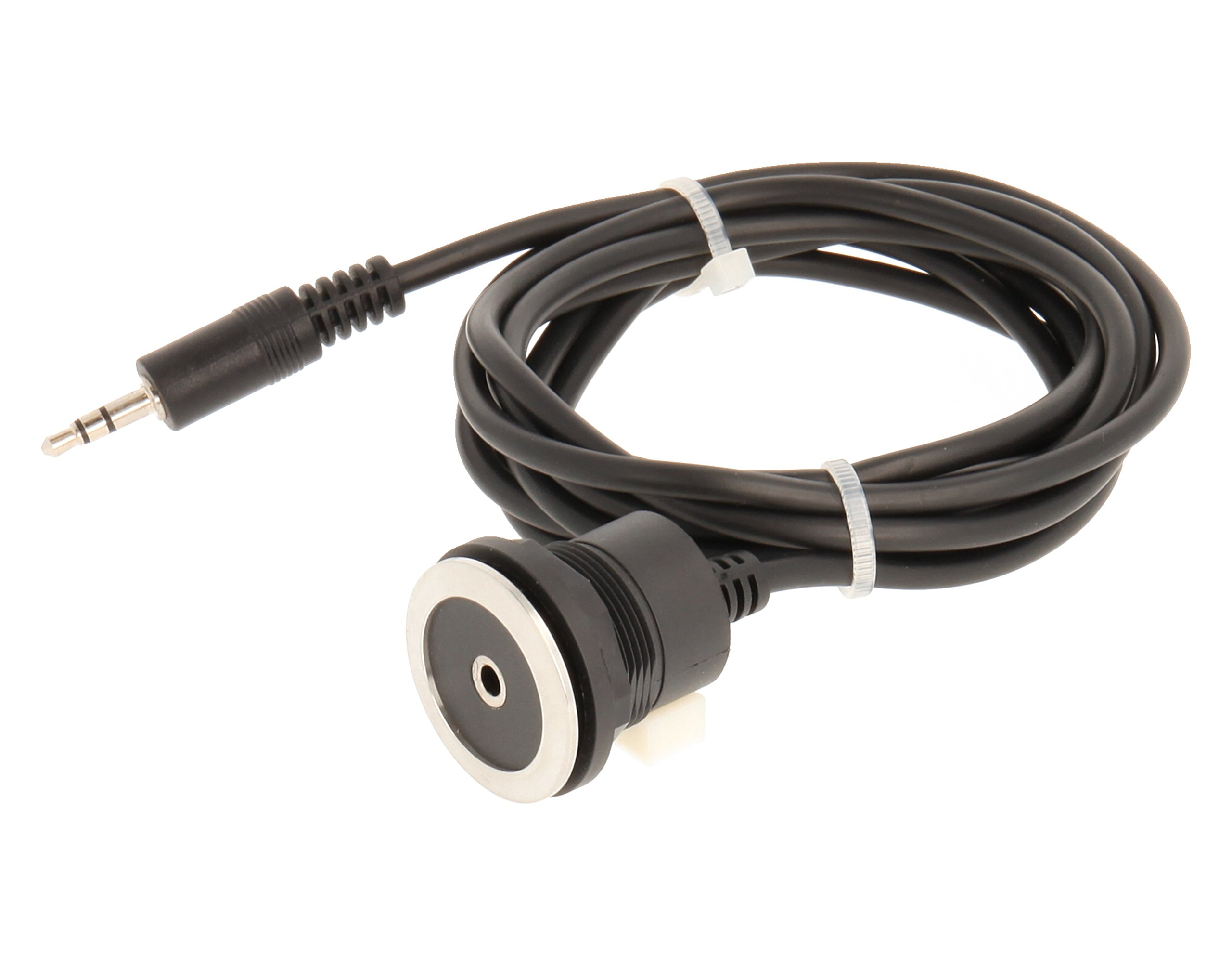 Club 23.001.553 3.5 mm Audio Jack Socket 3.5 mm Male to Female 3 Pin Stainless Steel with Front and Back, 1x 3.5 mm Jack Plug Cable Length: 200 cm Metallic Black