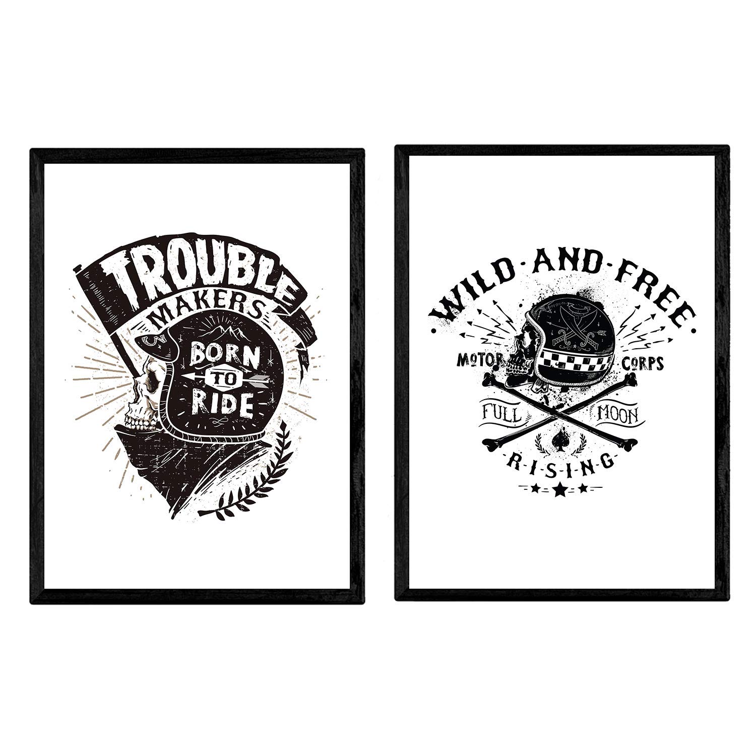 Nacnic Poster Wild and Free motorcycle. Design decorative sheet. A3 size