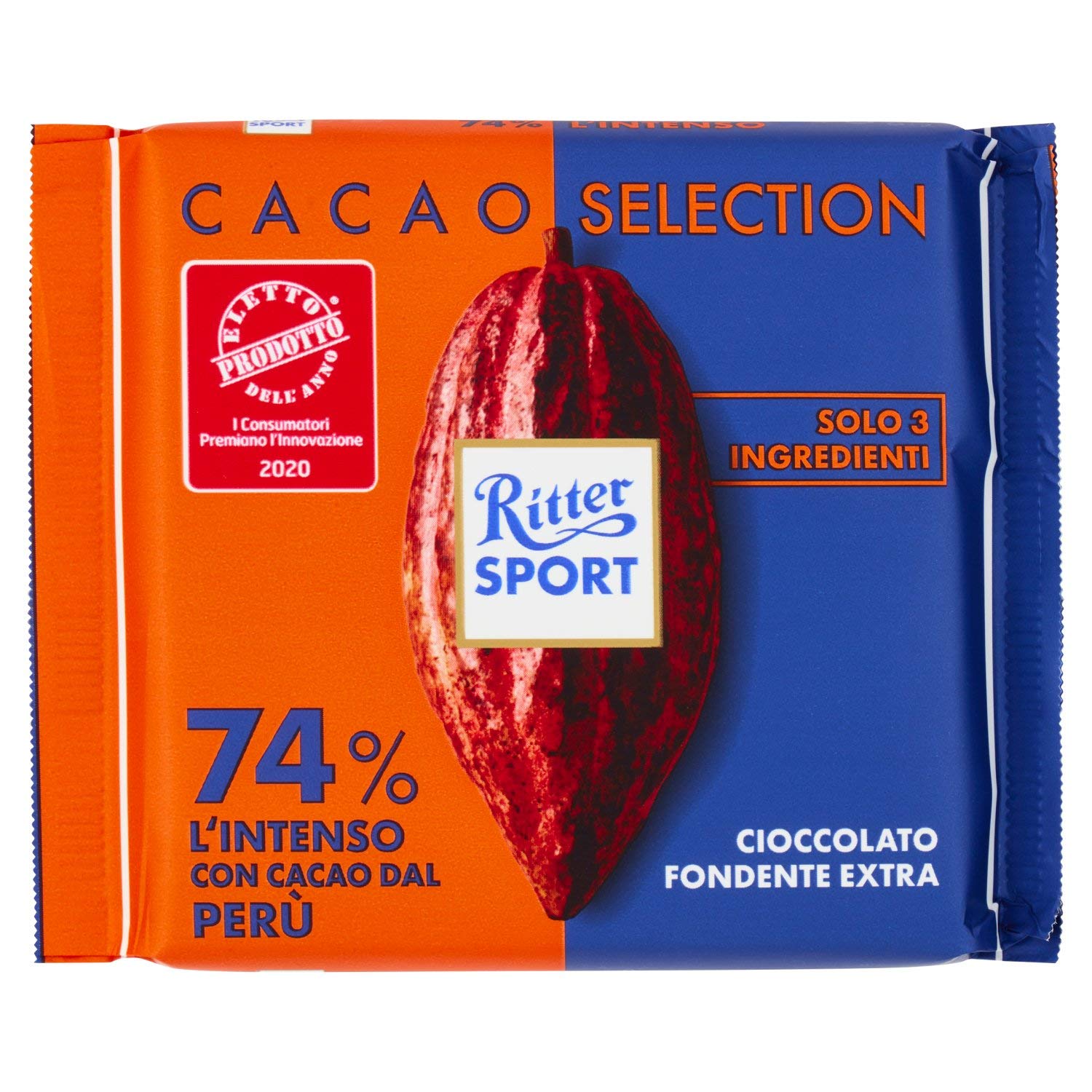 Amazon Com Ritter Sport Chocolate Cocoa Class 74 The Strong From Peru 100g Pack Of 5 Grocery Gourmet Food