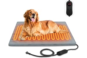 AFDUV Large Pet Heating Pads for Dogs & Cats Outdoor, 35.4*23.6inches Dog Cat Heating Pad Bed Outdoor Waterprooof, Warming Heated Cat Dog Bed Blanket Outside, Heated Pet Mat, Gifts for Cats Dogs in Winter