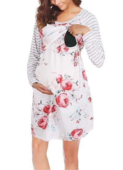 Cinery Baby Nursing Dresses Women Double Layered Breastfeeding Tops Cinery Baby Nursing Dresses Women Double Layered Breastfeeding Tops