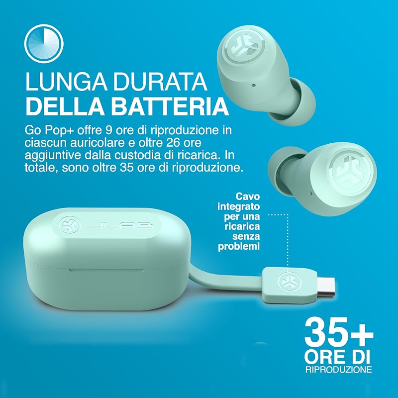 Go Air Pop+ Cuffie Bluetooth In Ear - 35H+ Autonomia, Menta