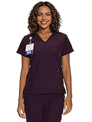 floralhue Scrub Tops for Women, Curved V-Neck Scrub
