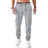 JMIERR Men's Fleece & Regular Sweatpants with Zipper Pockets Tapered Joggers Drawstring Waist Athletic Workout Track Pants