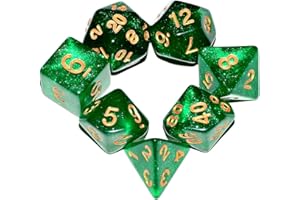 QIAN SIMAI Galaxy Dice Set| Green DND Dice Set for Board Game