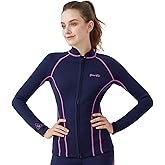 GoldFin Wetsuit Top Women, Womens 2mm Wetsuits Neoprene Long Sleeve Jacket Keep Warm for Water Aerobics Swim Dive Surf