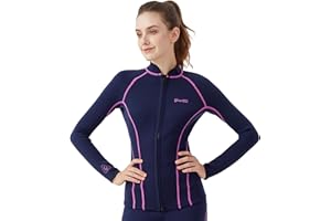 GoldFin Wetsuit Top Women, Womens 2mm Wetsuits Neoprene Long Sleeve Jacket Keep Warm for Water Aerobics Swim Dive Surf