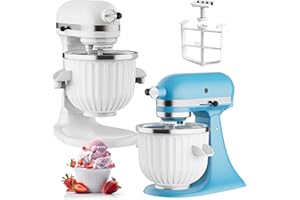GVODE Ice Cream Maker Attachment for KitchenAid - Upgraded Leak-Proof Design, 2 Quart Bowl Compatible with 4.5QT to 7QT Models, Homemade Sorbet Gelato, Yogurt & Ice Cream Attachment for Kitchen Aid