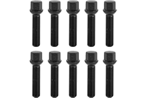 TUCKBOLD M14x1.5mm Ball Seat Wheel Lug Bolt for Volkswagen 19mm Hex 55mm Shank Length Sturdy | Extended Bolts Black 10 Pcs