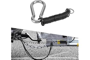 dawfall Trailer Cable, Breakaway Metal D-Ring Stretchable Spring Towing Cable, Insulation and Anti-Rust Portable Heavy Duty Emergency Brake Safety Rope, Universal for Cars Trucks Camper (Black)