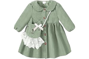 Mioglrie Toddler Girl Fall Dress Baby Girl Winter Clothes 6 12 18 24 Months Outfit Cute Dresses for Girls with Satchel