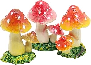3 Pcs Mushroom Miniature Figurines Mushroom Statue Resin Figurines Fairy Garden Miniature Moss Landscape DIY Terrarium Crafts Ornament Accessories for Home Décor,A