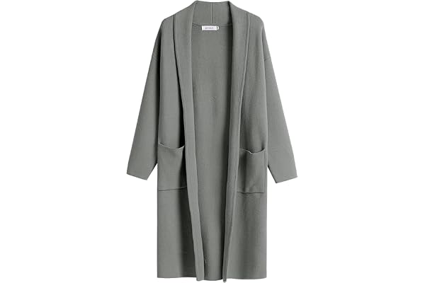 ANRABESS Women's 2023 Fashion Cardigan Sweater Long Sleeve Open Front Lapel Coat Casual Knit Coatigan Jacket with Pockets