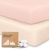 KeaBabies 2-Pack Organic Crib Sheets for Boys, Girls - 52x28 Fitted Crib Mattress Sheet Neutral, Breathable Jersey Cotton Cover for Baby Bed, Toddler Mattress, Soft & Cute Prints (Cameo)