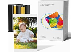 COLORTY Compatible with Liene Amber M100/M200/M110/M210 4" x 6" Photo Printer 80 Sheets Photo Paper & 2 Ink Cartridges Refill, for DHP512/DHP513/DHP514/DHP515, Dye Sublimation, for Display, Framing