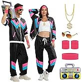 rumnigh 80s Tracksuit for Men Women,80s 90s Outfits Fashion Retro Tracksuit for Halloween Carnival Party
