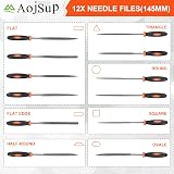 AojSup 17Pcs Metal File Set with Case Premium T12 Alloy Steel 4 Large + 12 view 5