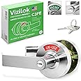 VIZILOK Privacy Indicator Lock with Keys C3FE, Satin Chrome, Large In-Use or Vacant Indicator, Durable ANSI GRADE 2 Comp, Perfect for Public Restrooms