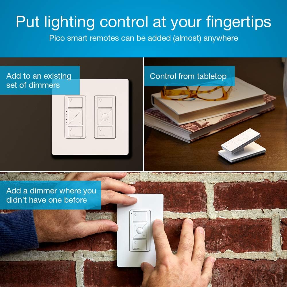 Lutron P-BDG-PKG2W-A Wireless Deluxe Dimmer Bridge Caseta Smart Start Kit, White, 2 Count - - 