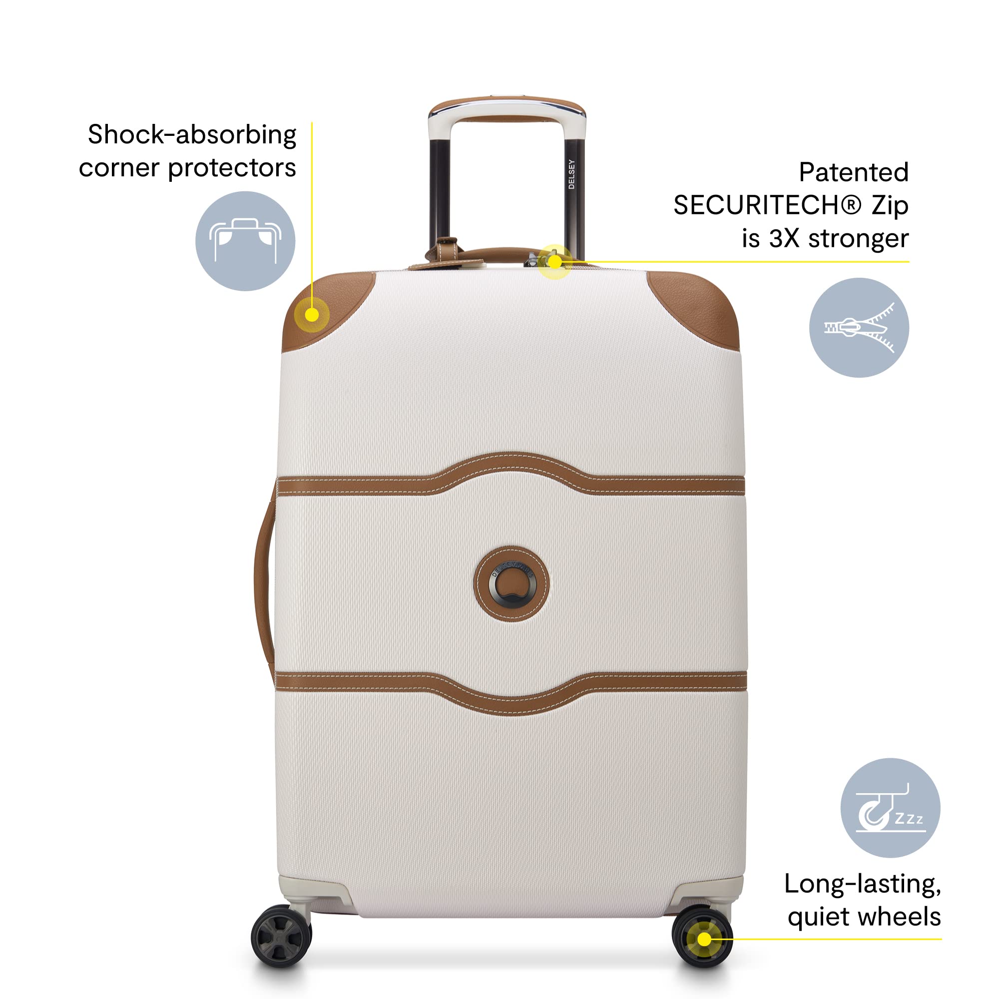 DELSEY PARIS Chatelet Air 2.0 Hardside Luggage with Spinner Wheels, Chocolate Brown, Checked-Large 28 Inch