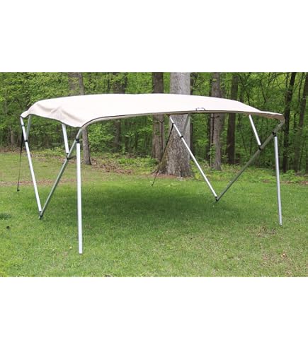 Vortex Bimini Square Tube TAN/Beige Square Tube Frame VORTEX 4 Bow Pontoon/Deck Boat Bimini TOP 12' Long, 91-96 Bimini Tops For Sale