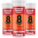 8Greens Supergreens Tablets | Super Greens Powder Superfood Tablet, Metabolism Immunity &amp; Focus, Daily Greens Effervescent Tablets, Organic: Aloe Vera, Spirulina, Chlorella, Blood Orange, 30 Servings