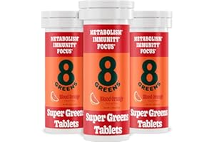8Greens Supergreens Tablets | Super Greens Powder Superfood Tablet, Metabolism Immunity & Focus, Daily Greens Effervescent Tablets, Organic: Aloe Vera, Spirulina, Chlorella, Blood Orange, 30 Servings