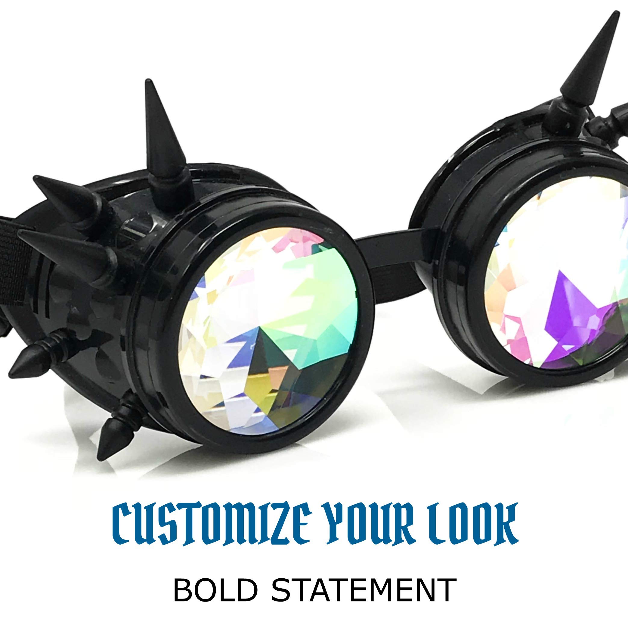 UMBRELLALABORATORY Crystal Rainbow Kaleidoscope Rave Glasses Steampunk Goggles outfits accessories