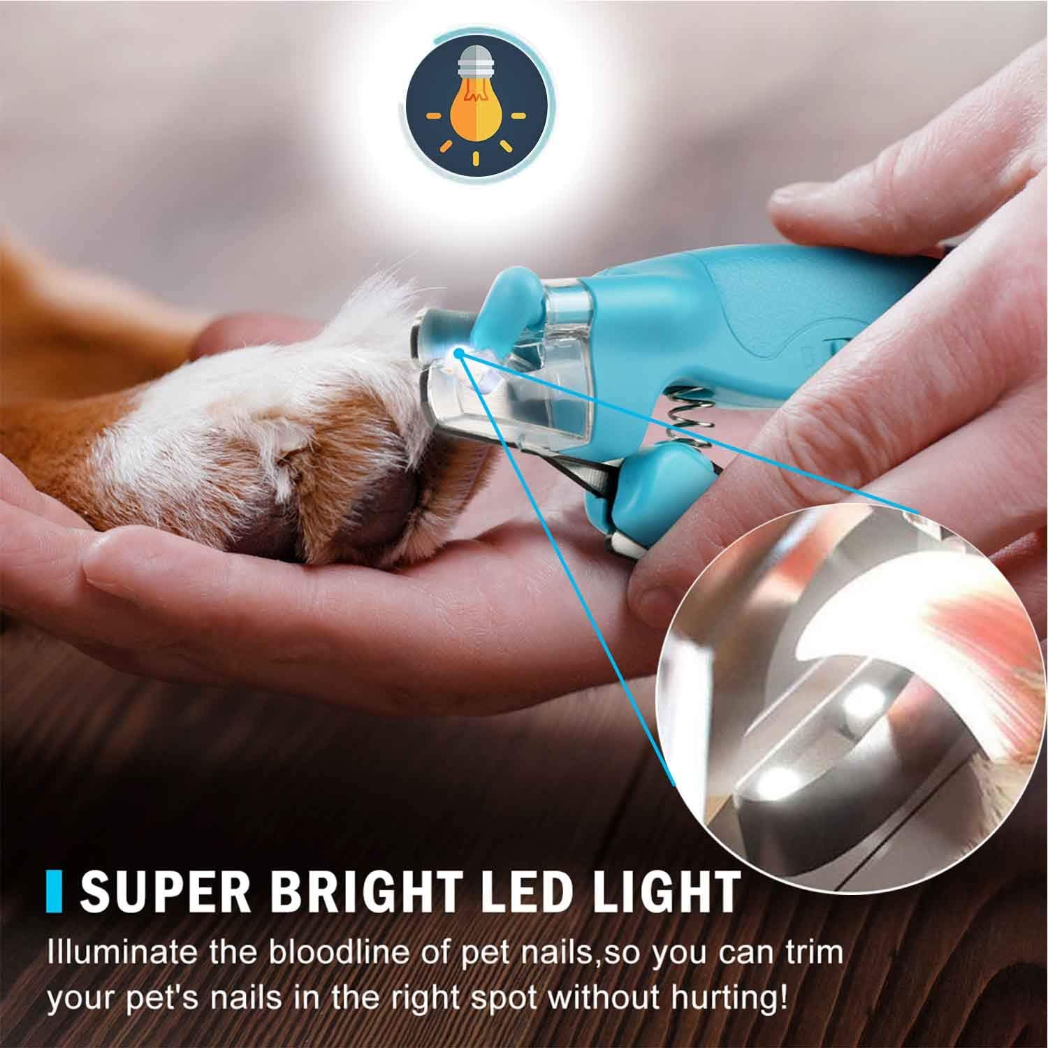 Pet Nail Clipper with LED Light for Dogs & Cats, Rechargeable Nails & Claws Trimmer Grooming - Image 3