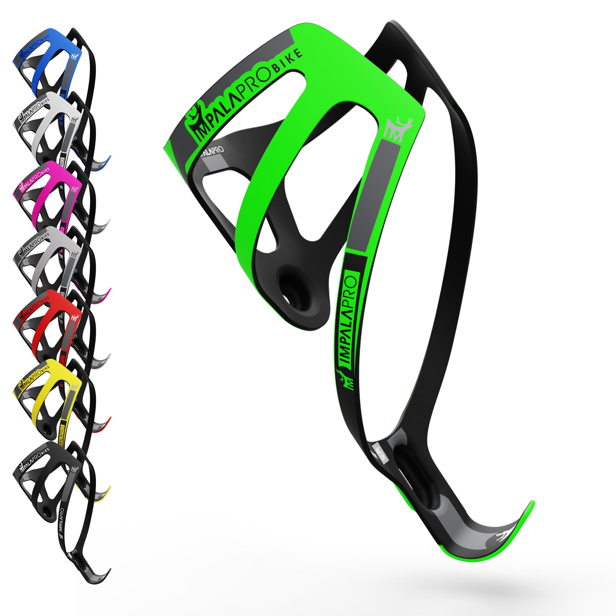 IMPALAPRO Ultralight Full Carbon Bottle Cage 18gr - Bike Bottle Holder - Bike Drinks Holder - Carbon Bottle Cages for Road Bikes and Mountain Bike (Green)