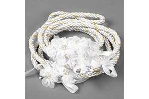 Wowangce Wedding Cord Wedding Lasso for Ceremony Rope Lazo para Boda Catholic Wedding Ceremony Rope White Gold Carnation Accent Rope Traditional Lazo Cord for Ceremony Lazo De Boda Mexico Bridal Gift