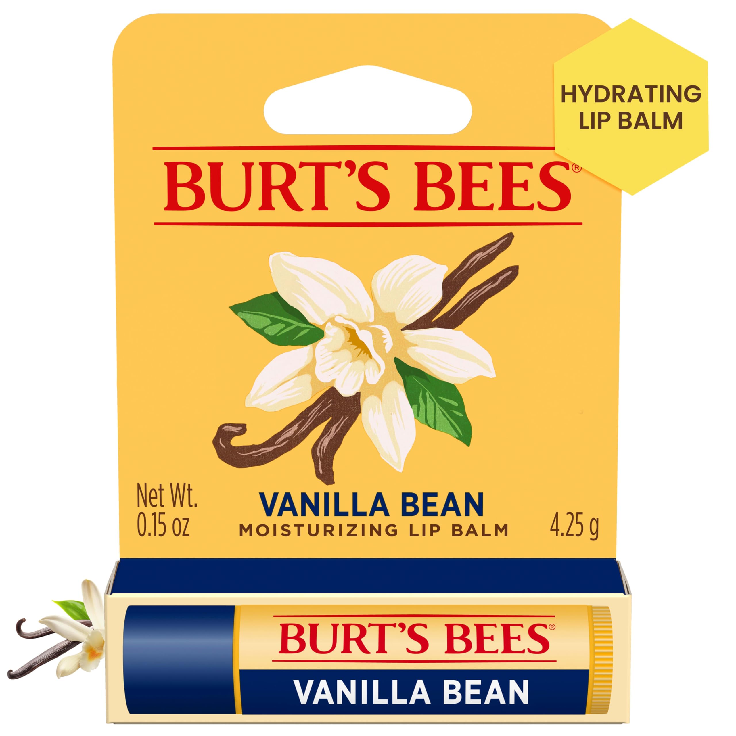 Burt's Bees Vanilla Bean Moisturizing Lip Balm Blister - 0.15oz Lip Balm
