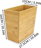 Maison & White Bamboo Slim Bin Under Desk 26.6cm Eco Friendly Waste Paper view 7