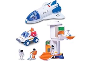 ASTRO VENTURE Space Playset - Toy Shuttle, Station & Rover with Lights, Sound & 2 Astronauts for Boys & Girls
