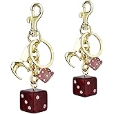 LSBDJDL 2 pack Dice Crystal Drip, Red Alloys Dice, Handbag Bag Pendant Key Chain, Crystal Women Fashion Charm, Valentine's Day Gifts for Him
