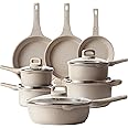 CAROTE 13pcs Pots and Pans Set Non Stick, Taupe Nonstick Cookware Set, Frying pans with lids, Kitchen Essentials Pot and Pan, Induction Cookware