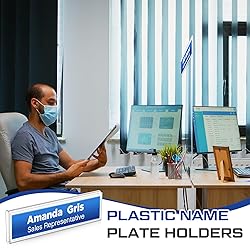 Wonderjune 25 Pack Plastic Cubicle Name Plate