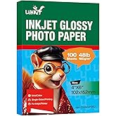 4X6 Photo Paper Glossy Inkjet 48lb 100 Sheets Professiona Glossy Printer Paper for Inkjet Printers Use DYE Ink 180GSM